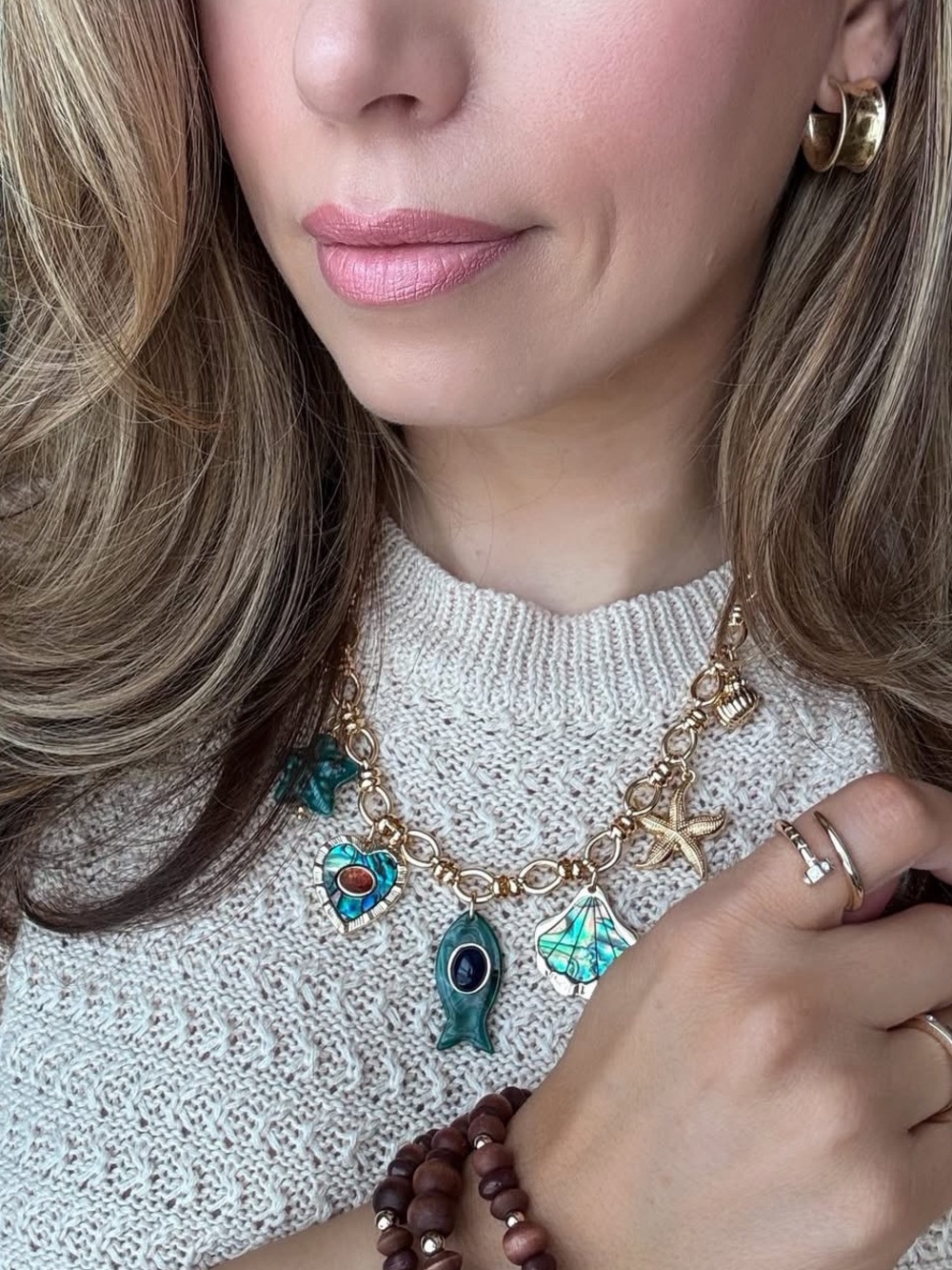 Park Lane 🐠 HAVANA 🐚 Necklace w/ Charms • Ocean Nautical Beach Sea Abalone NWT - Picture 8 of 10